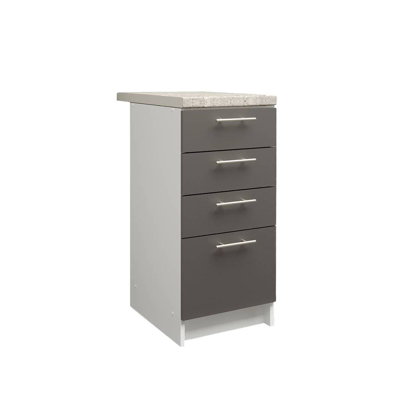 JD Greta 400mm Drawer Cabinet with Drawer Fronts & Worktop - Dark Grey Matt - Image 1