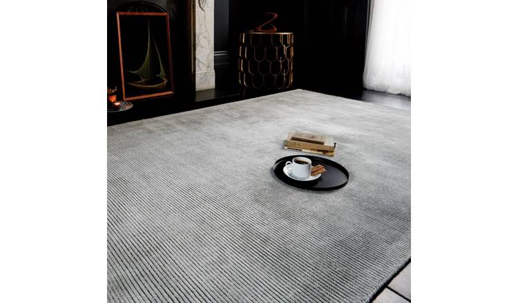 Mega Flooring Silver Modern Plain Rug - 100 x 150cm