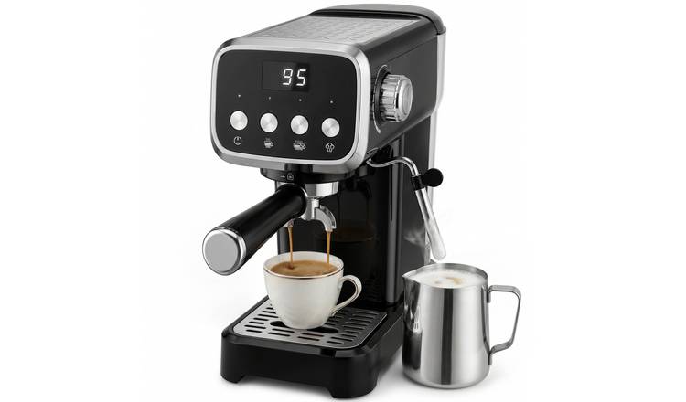 HOMCOM 1350W Semi Automatic 20 Bar Coffee Machine with Milk Frother Wand - Black