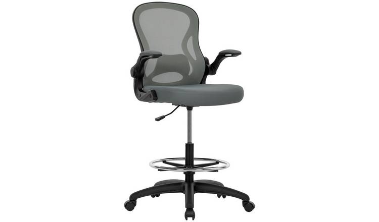 Vinsetto Flip-up Armrests Ergonomic Tall Office Chair - Charcoal Grey