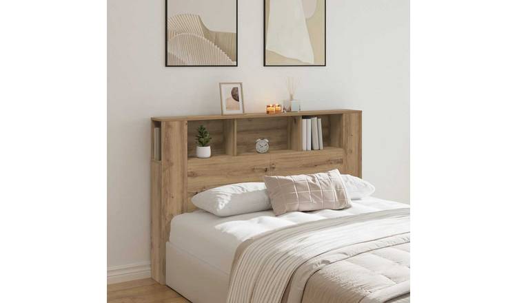 Walplus Engineered Wood Headboard Cabinet - Oak - 160 x 18.5 x 103.5 cm