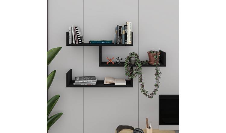 Decortie Tibet Particleboard Floating Wall Shelf - Black Ash