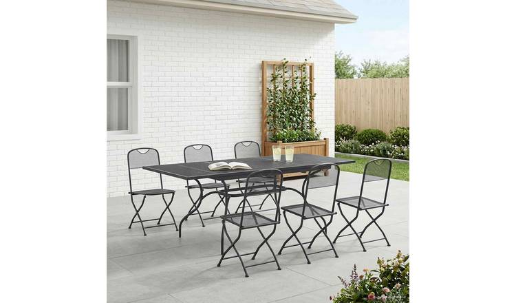 Walplus 7 Piece Garden Dining Set Open Shelf - Anthracite - 212 x 90 x 76 cm