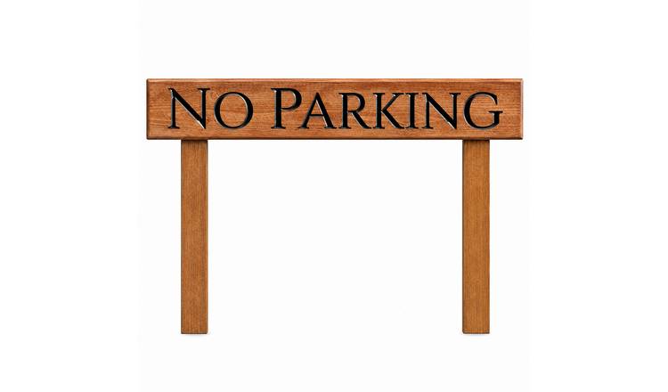 Peak Heritage Engraved Wooden Sign - L60cm With Posts - No Parking