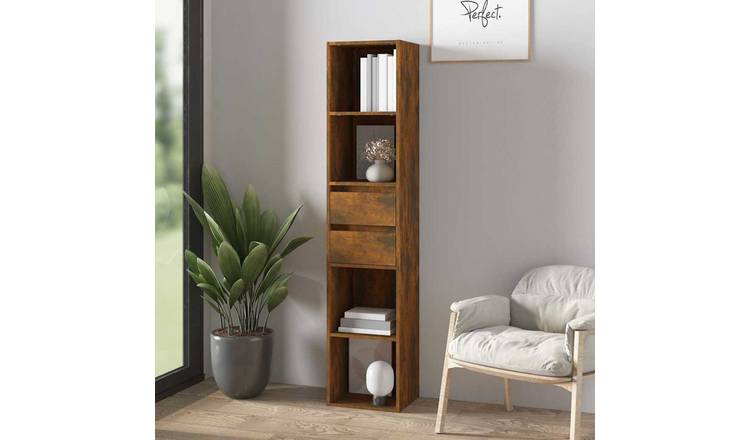 Walplus 4 Compartment Book Cabinet - Dark Oak - 36 x 30 x 171 cm