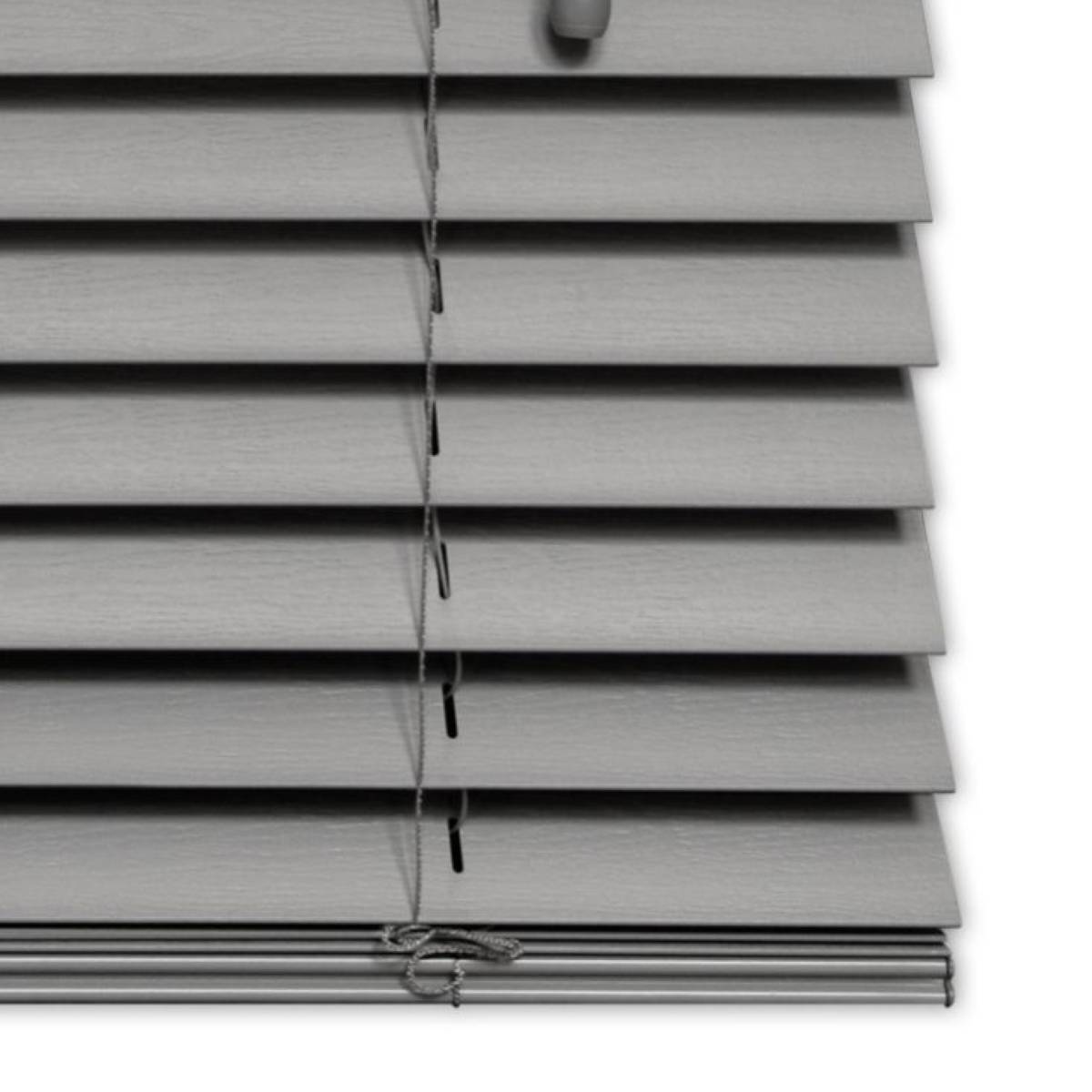 New Edge Blinds Grey Grained Faux Wood String Venetian Blind - 160cm x 150cm - Image 3
