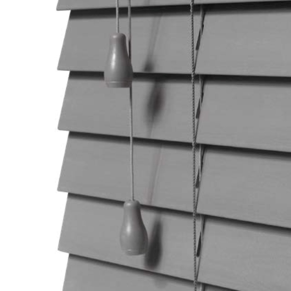 New Edge Blinds Grey Grained Faux Wood String Venetian Blind - 160cm x 150cm - Image 4