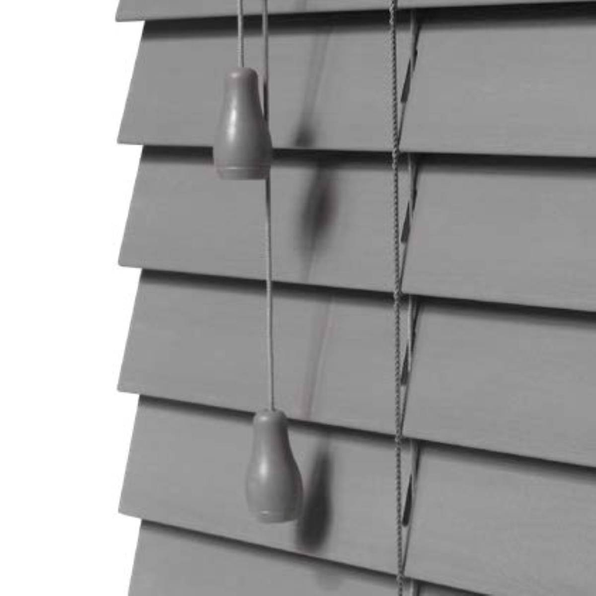 New Edge Blinds Grey Grained Faux Wood String Venetian Blind - 160cm x 150cm - Image 4