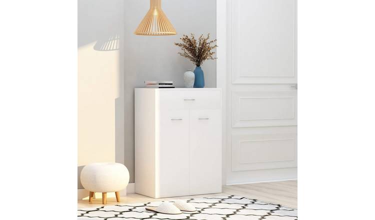 Walplus Engineered Wood Shoe Cabinet - White - 60 x 35 x 84 cm
