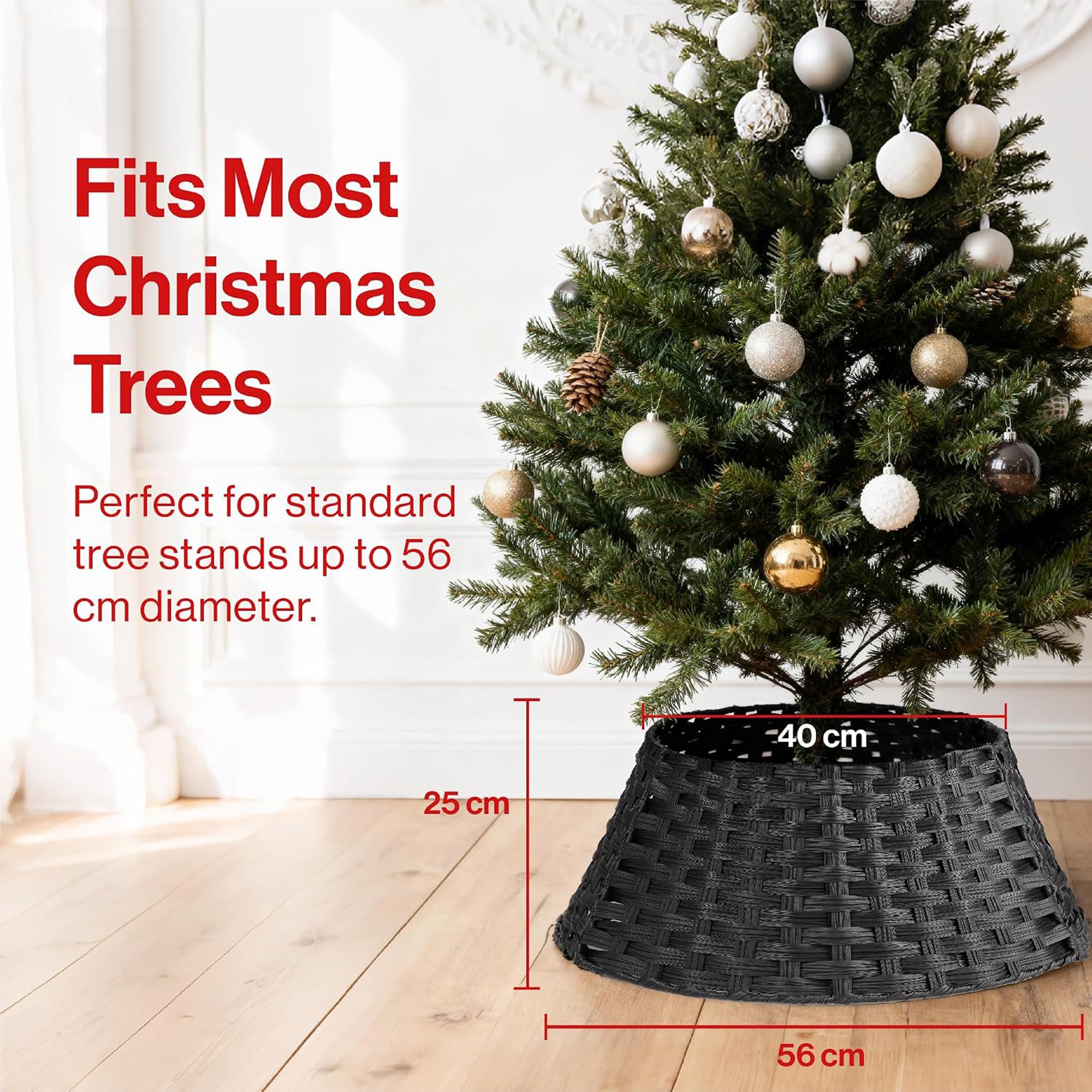 My Christmas Wicker Christmas Tree Skirt Rattan Basket - 56cm - Image 2