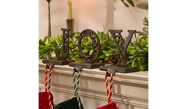 Dibor Cast Iron Joy Stocking Holders - Brown