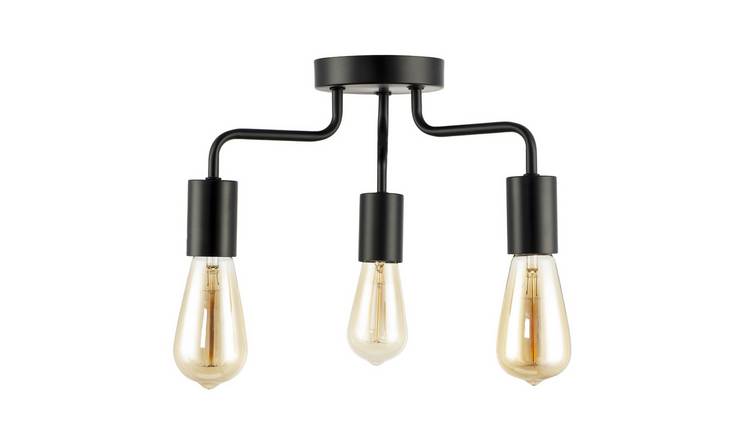 Happy Homewares Matte Black Semi Flush to Showcase Ceiling Light - 36cm