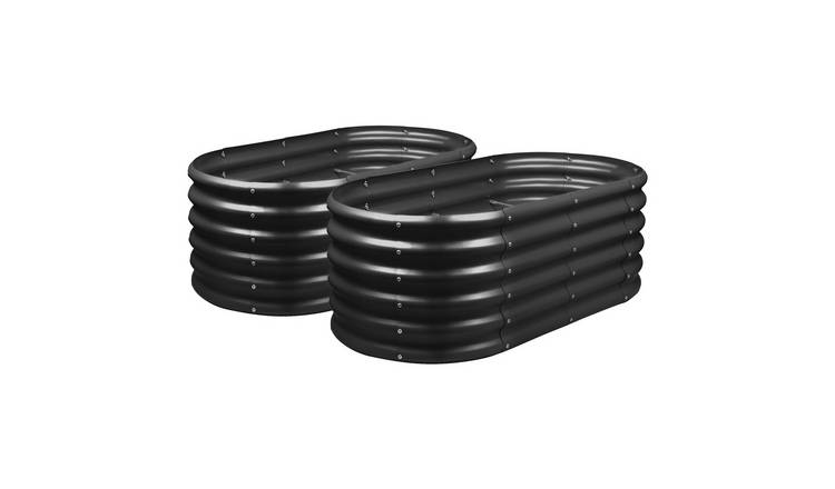 Harbour Housewares Rounded Raised Garden Beds - 120 x 60 x 45cm - 2x Anthracite