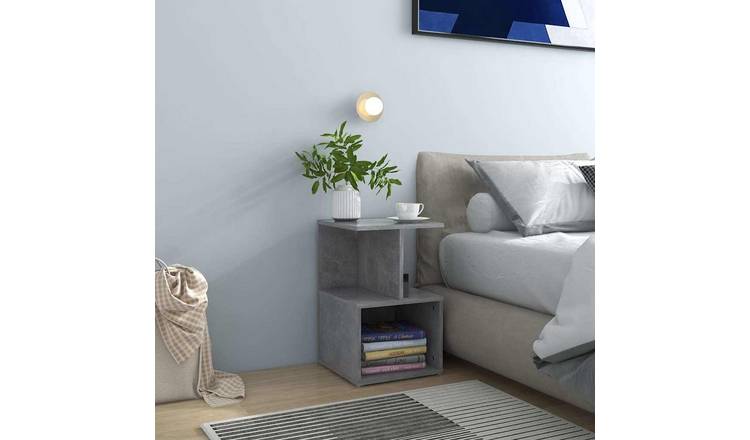 Walplus Engineered Wood Bedside Cabinet - Stone Grey - 35 x 35 x 55 cm