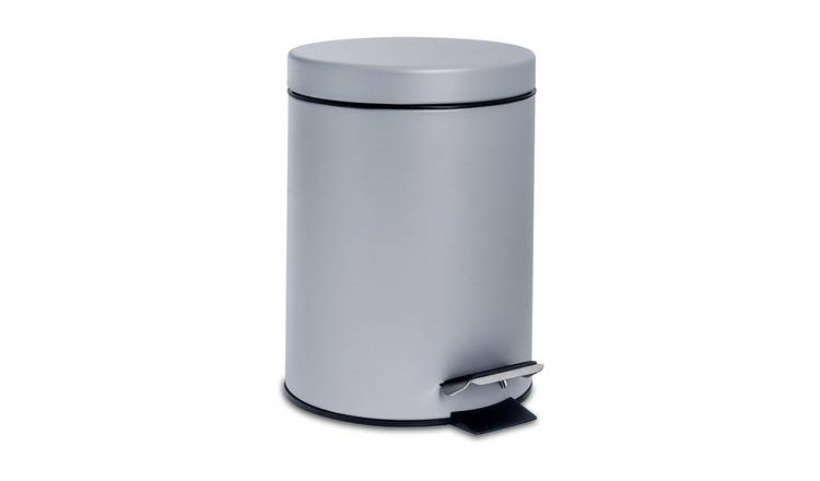 Harbour Housewares Round Bathroom Pedal Bin - 3 Litre - Matt Grey