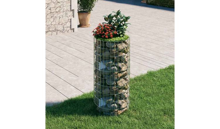 Walplus Galvanised Steel Circular Gabion Pole - Silver - 50 x 100 cm
