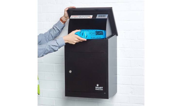 Smart Parcel Box Galvanised Steel Secure Wall Mounted Delivery Box - Black
