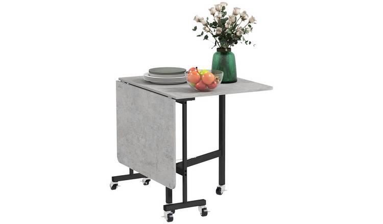 HOMCOM 4-6 Seater Mobile Drop Leaf Table with Brakes - Grey