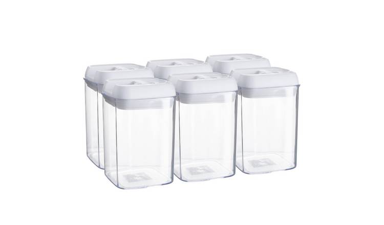 Argon Tableware Plastic Food Storage Containers- White - Set of 6