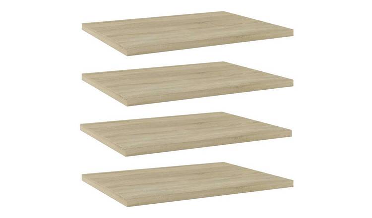 Walplus Pack of 4 Engineered Wood Bookshelf - Light Oak - 40 x 30 x 1.5 cm
