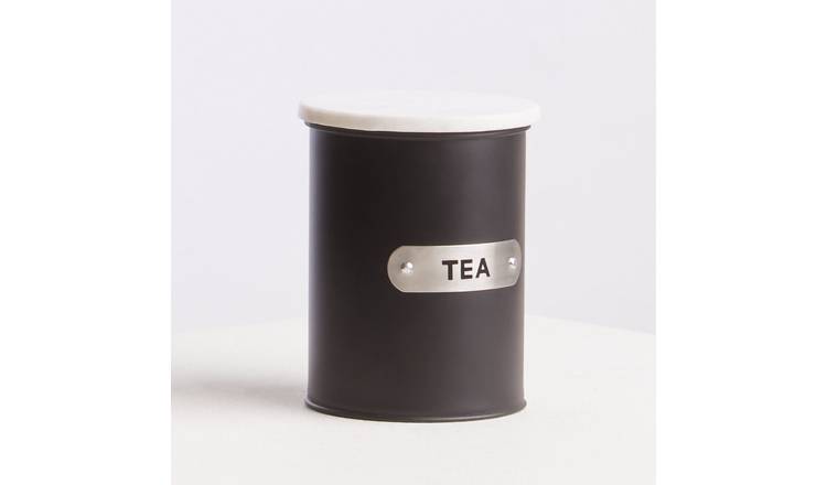 Orsina Liberty Enamel Marble Tea Canister – Black and White