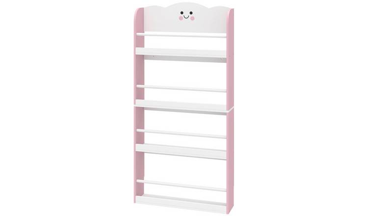 AIYAPLAY Cotton Candy 4 Tier Wall-Mounted Kids Bookshelf – Pink