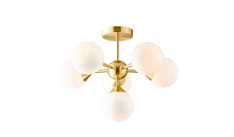 Loops Direct 49.8cm Diameter Semi Flush Ceiling Light - Satin Brass