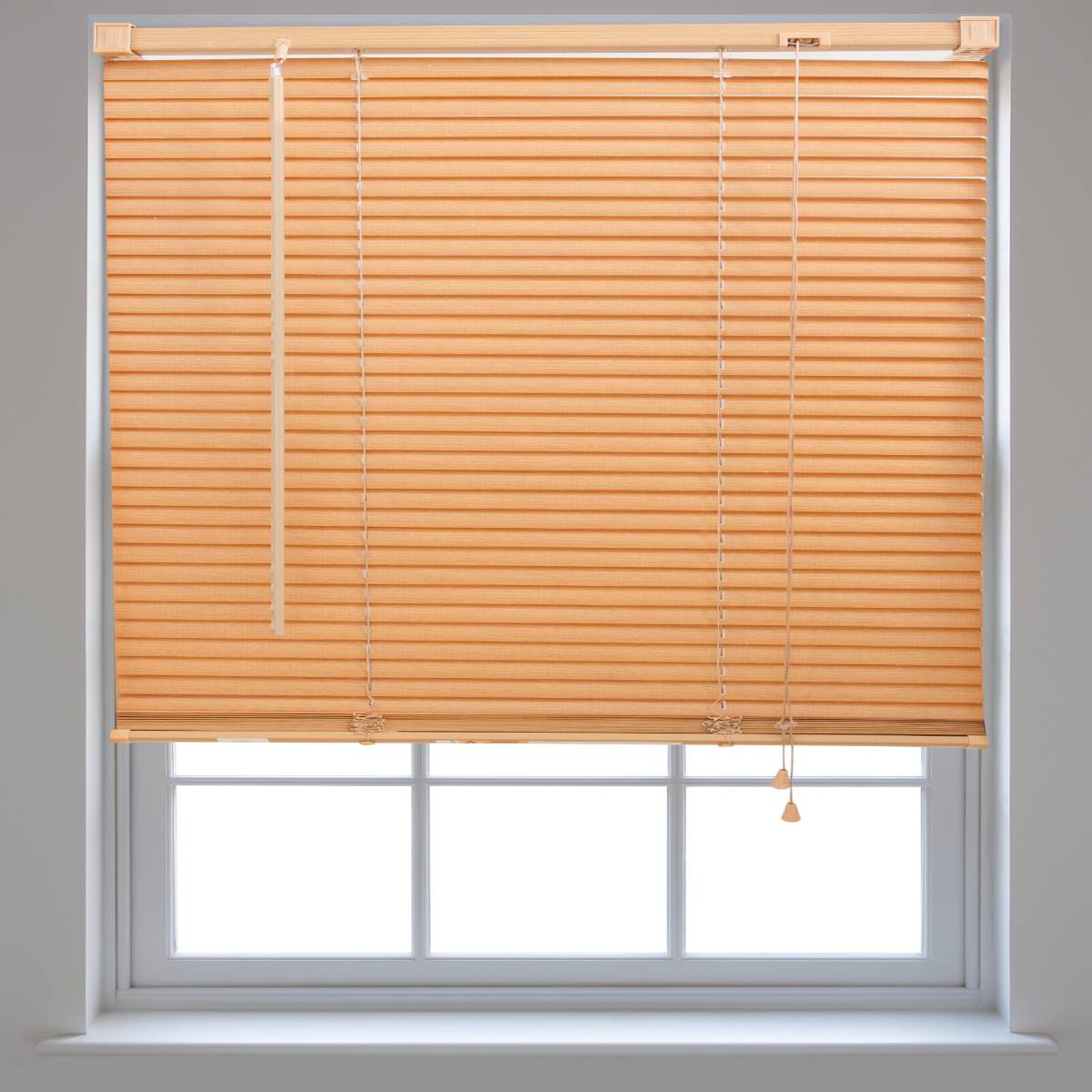 Furnished Teak Wood Effect Venetian Blind 25mm Slat - 160 x 150cm - Image 2