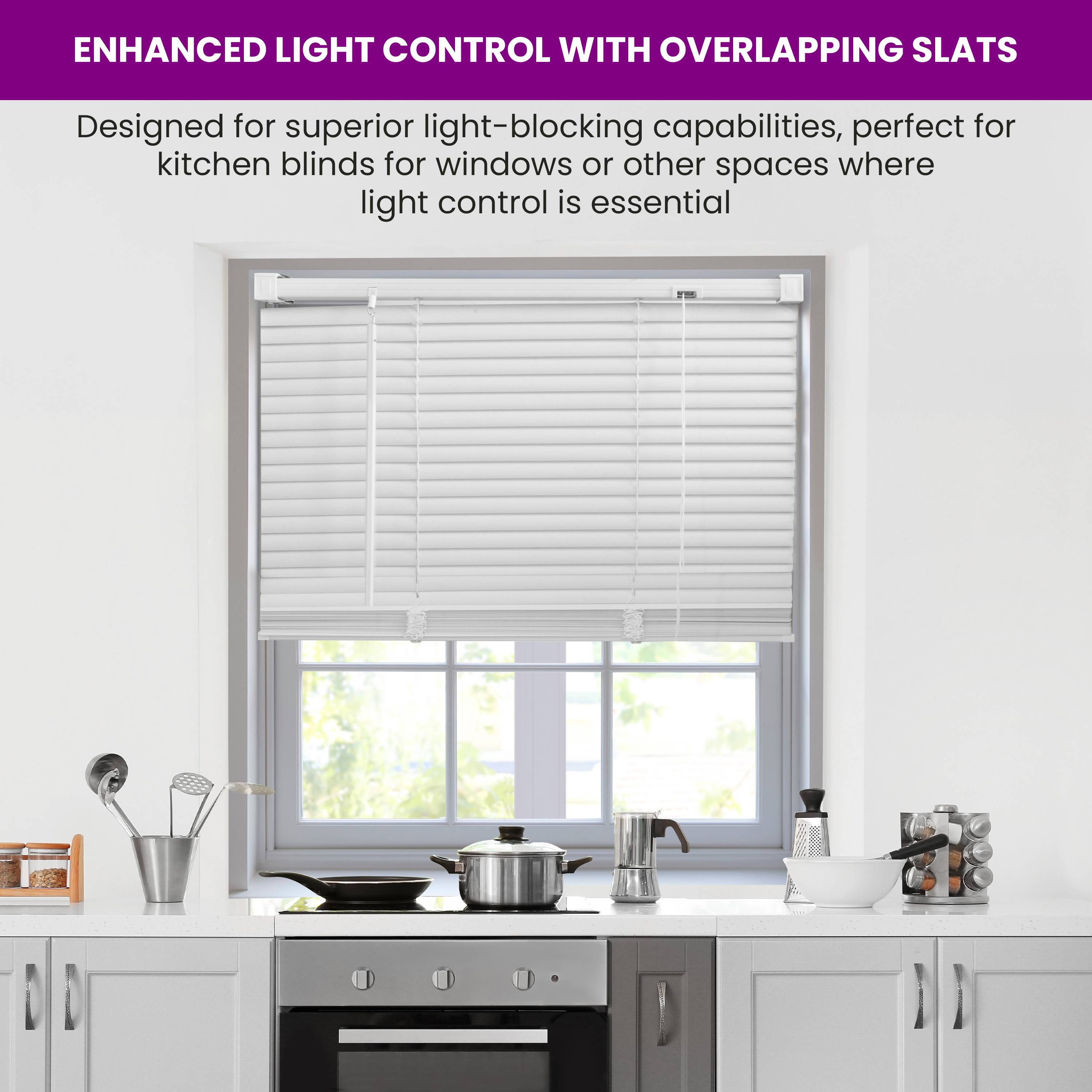 Furnished Teak Wood Effect Venetian Blind 25mm Slat - 160 x 150cm - Image 5