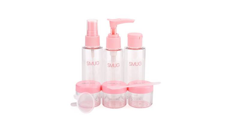 SMUG 9-Piece Travel Bottles and Containers Set - Clear/Pink