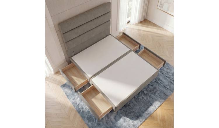 Somnior Regent Linen Super King 4 Drawer Divan Bed 54" Headboard - Silver