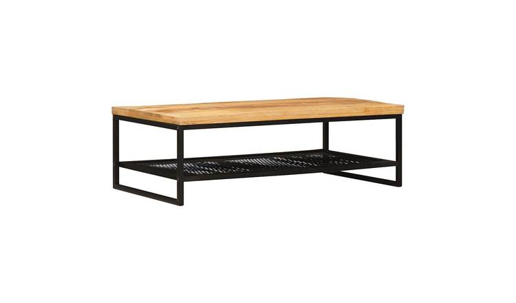 Walplus Solid Mango Wood Coffee Table - Black and Brown - 110 x 55 x 35 cm