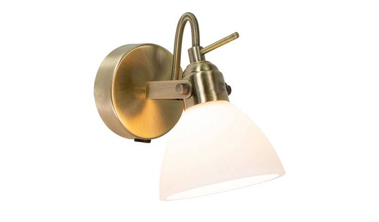 Happy Homewares Chic Antique Brass Spot with Switch and Glass Wall Light - 10cm