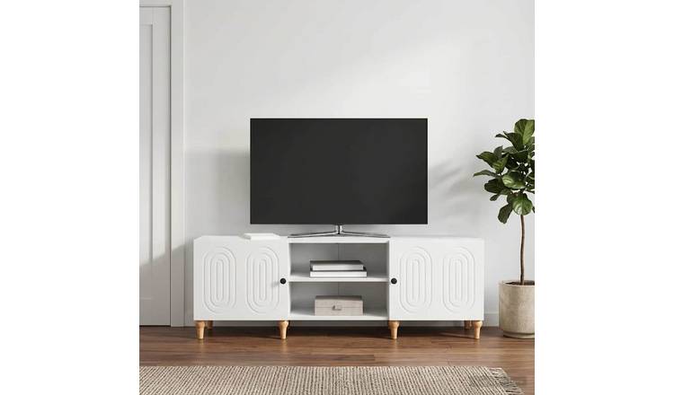 Walplus Engineered Wood TV Cabinet Open Shelf - White - 150 x 31 x 50 cm