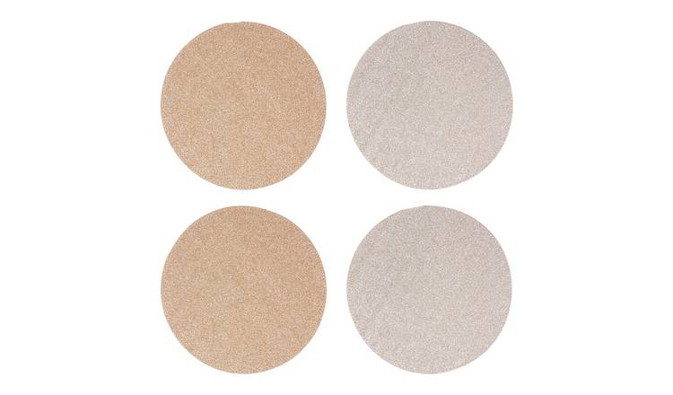 Orsina Geome Set Of 4 Reversible Glitter Placemats - Gold And Silver