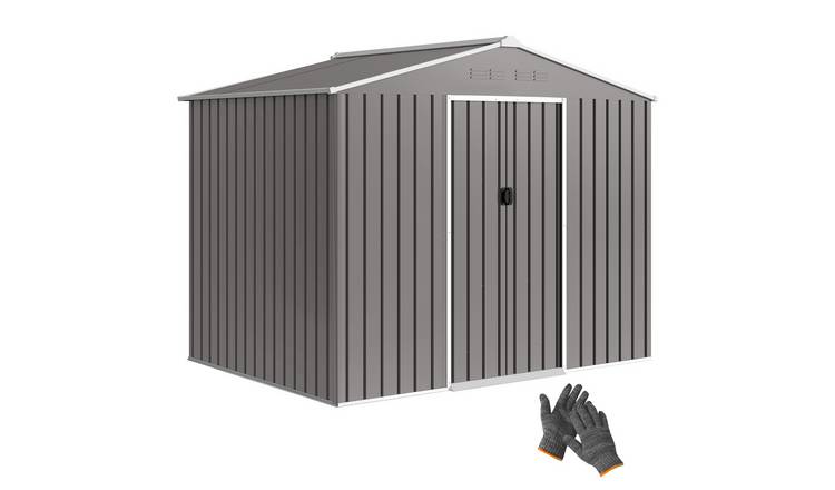 Outsunny Galvanised Metal Sliding Door Garden Shed – Grey
