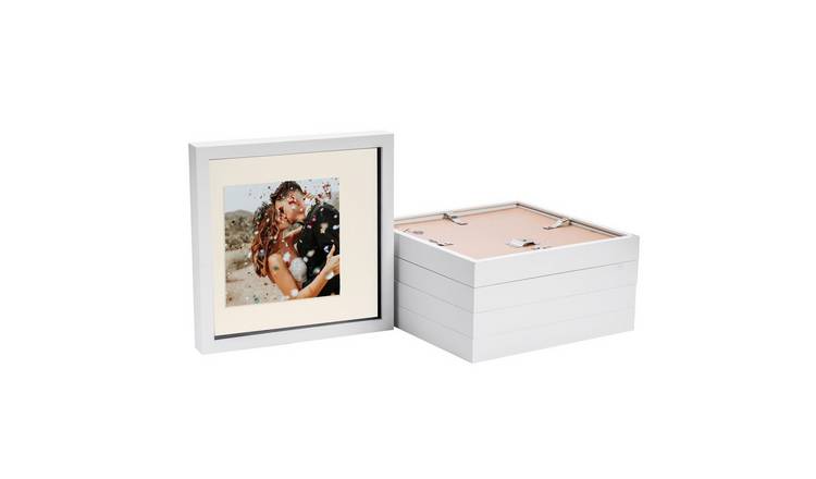 Nicola Spring 3D Box Photo Frames - 10 x 10" with Mount - Set of 5 - White