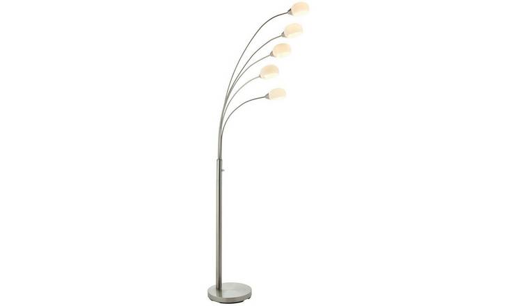 Loops Direct Steel and Glass Floor Lamp LED Integrated - Nickel
