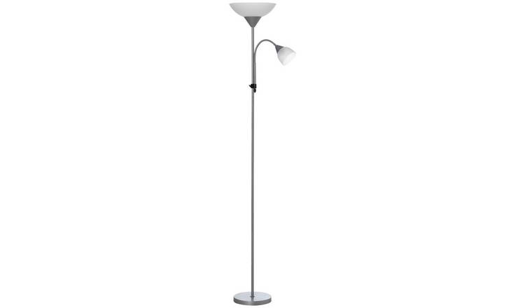 HOMCOM LED Floor Lamp with Adjustable Gooseneck for Living Room - Silver