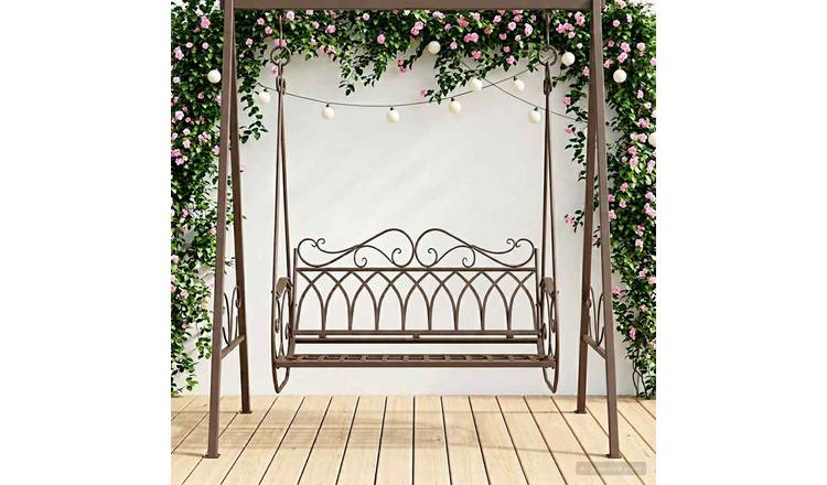 Walplus Steel Swing Bench Antique - Antique Brown - 112 x 60 x 126.5 cm