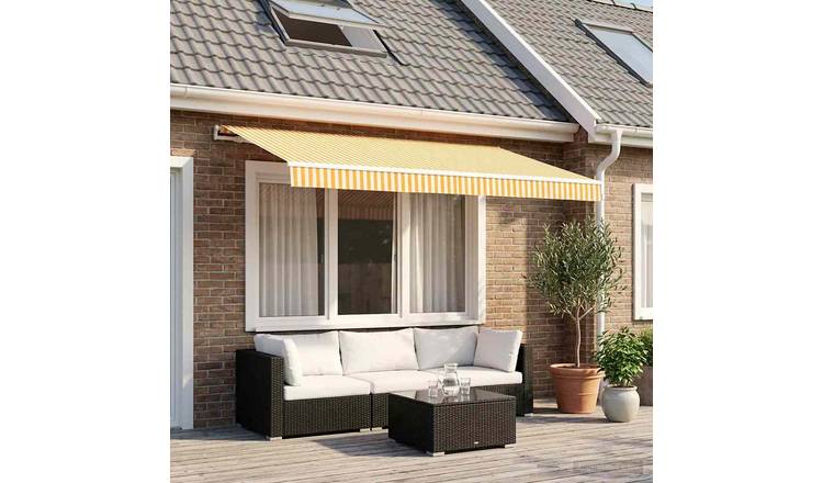 Walplus Polyester Awning Replacement Fabric - Yellow and White - 350 x 250 cm