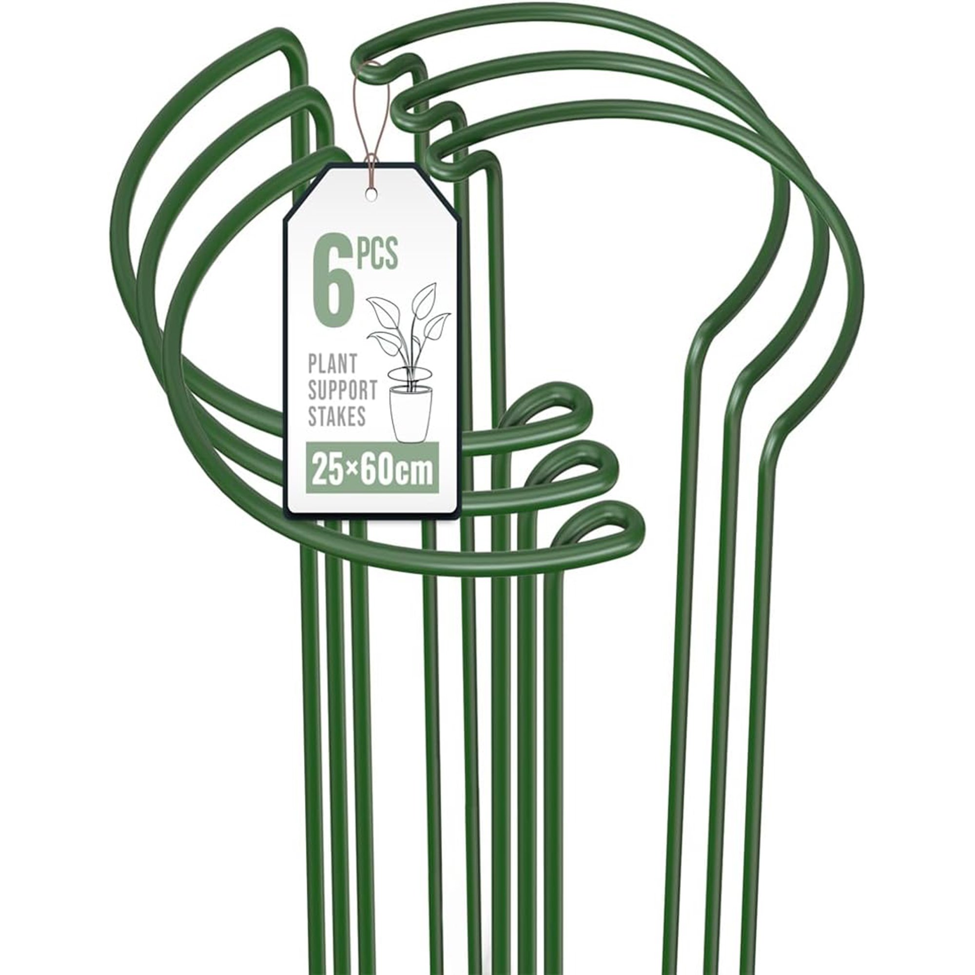 Vivo Technologies Pack of 6 Metal Plant Support Stakes - 25 x 60cm - Image 1