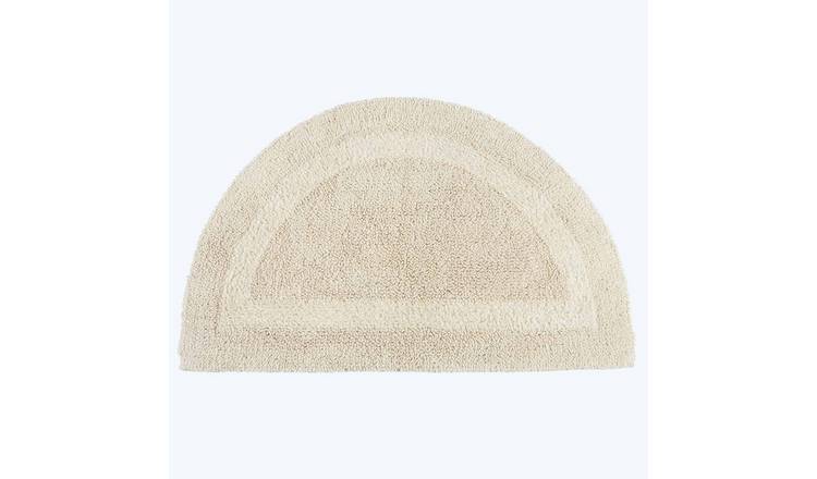 Homescapes Cotton Reversible Semi Circle Bath Mat - Natural Cream