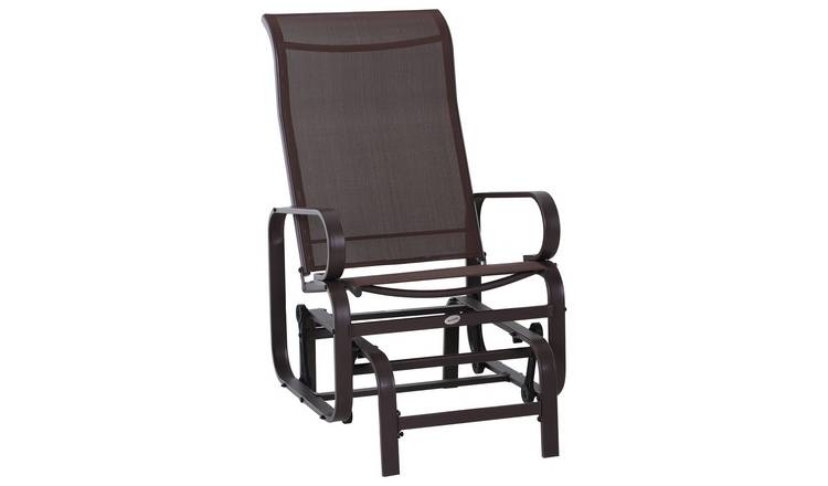 Outsunny Outdoor Gliding Rocking Chair with Metal Frame - Brown