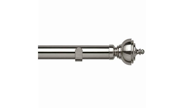 New Edge Blinds 28mm Satin Silver Vienna Fixed Eyelet Curtain Pole - 50cm