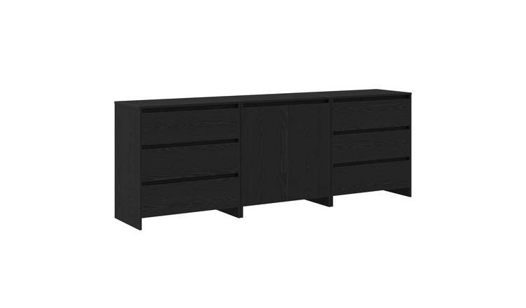 Walplus Pack of 3 Rectangular Sideboard - Black - 70 x 41 x 75 cm