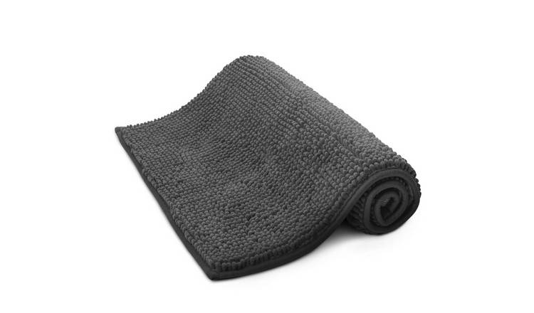 Keplin Chenille Non-Slip Bath Mat - 50 x 80cm - Dark Grey