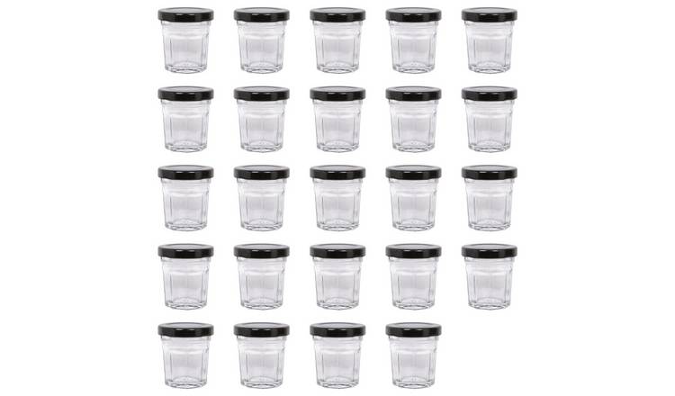 Argon Tableware Glass Jam Jars with Lids - Pack of 24