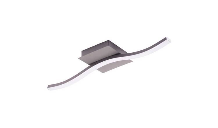 Happy Homewares Grey Single Wavy Strip LED in Matte Grey Ceiling Light - 60cm
