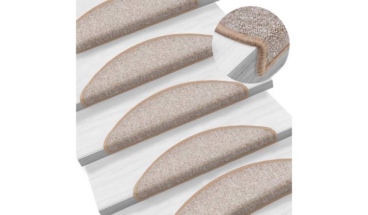 Walplus Pack of 15 Half Round PP Stair Mats - Light Brown - 56 x 17 cm
